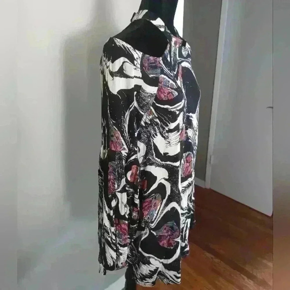 Free People Womens Drift Away Black Print Cold Shoulder Tunic Dress/ Top S - Picture 5 of 15